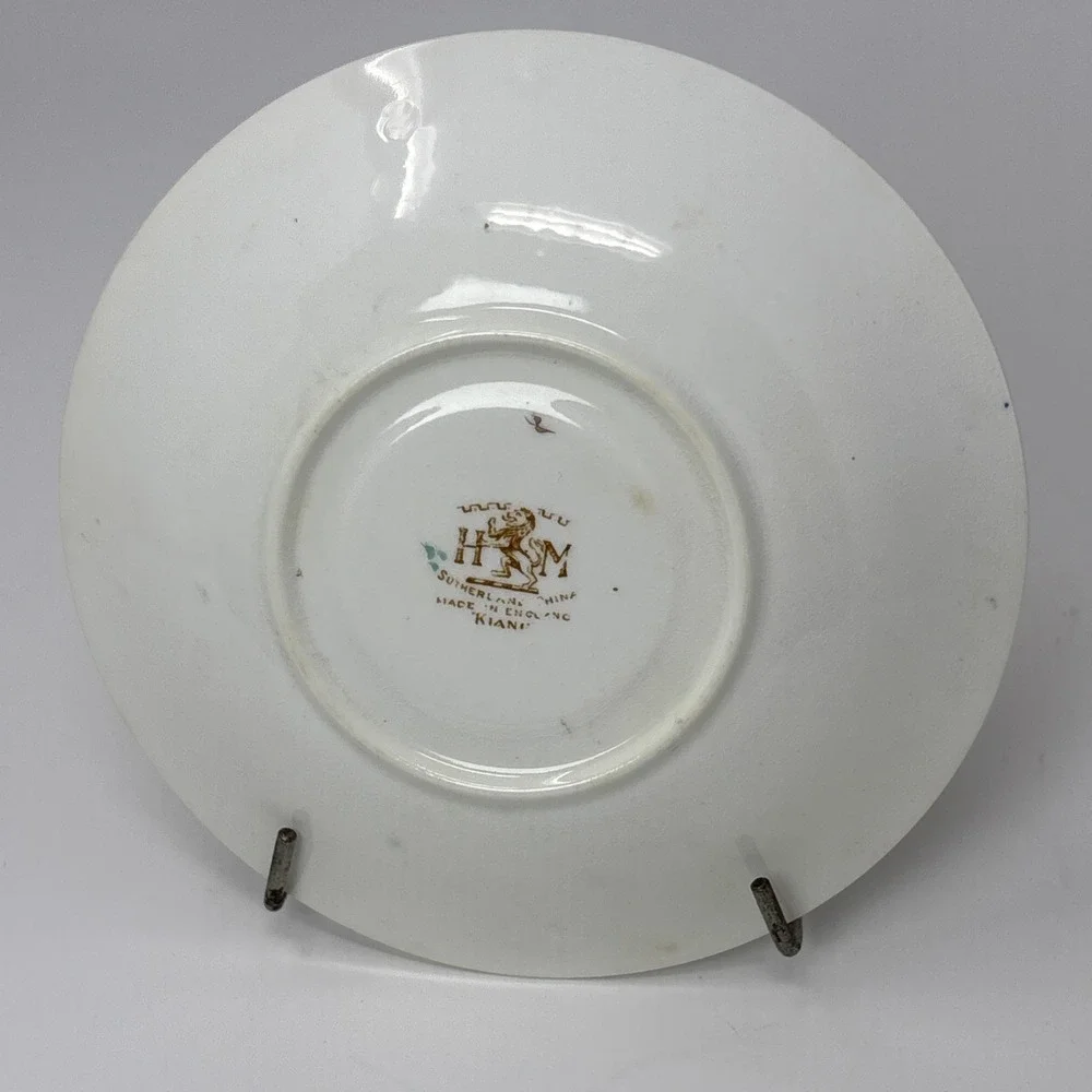 Hudson & Middleton Sutherland China Kiang Tea Cup Saucer Set Floral Gold Gilt‎